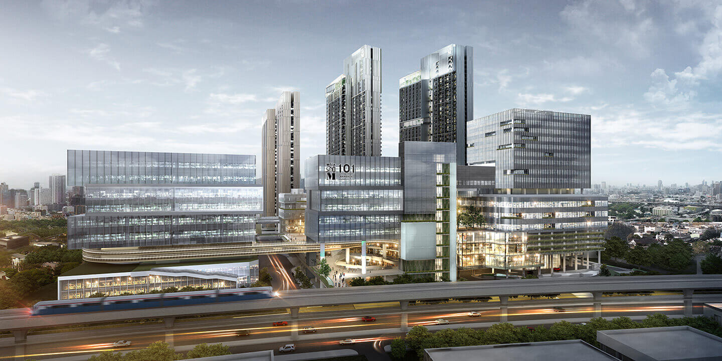 Sustainability and community inform Bangkok‘s WHIZDOM 101 housing concept, which integrates work, home, and a common “third place.” Courtesy MQDC. sustainable innovation whizdom 101