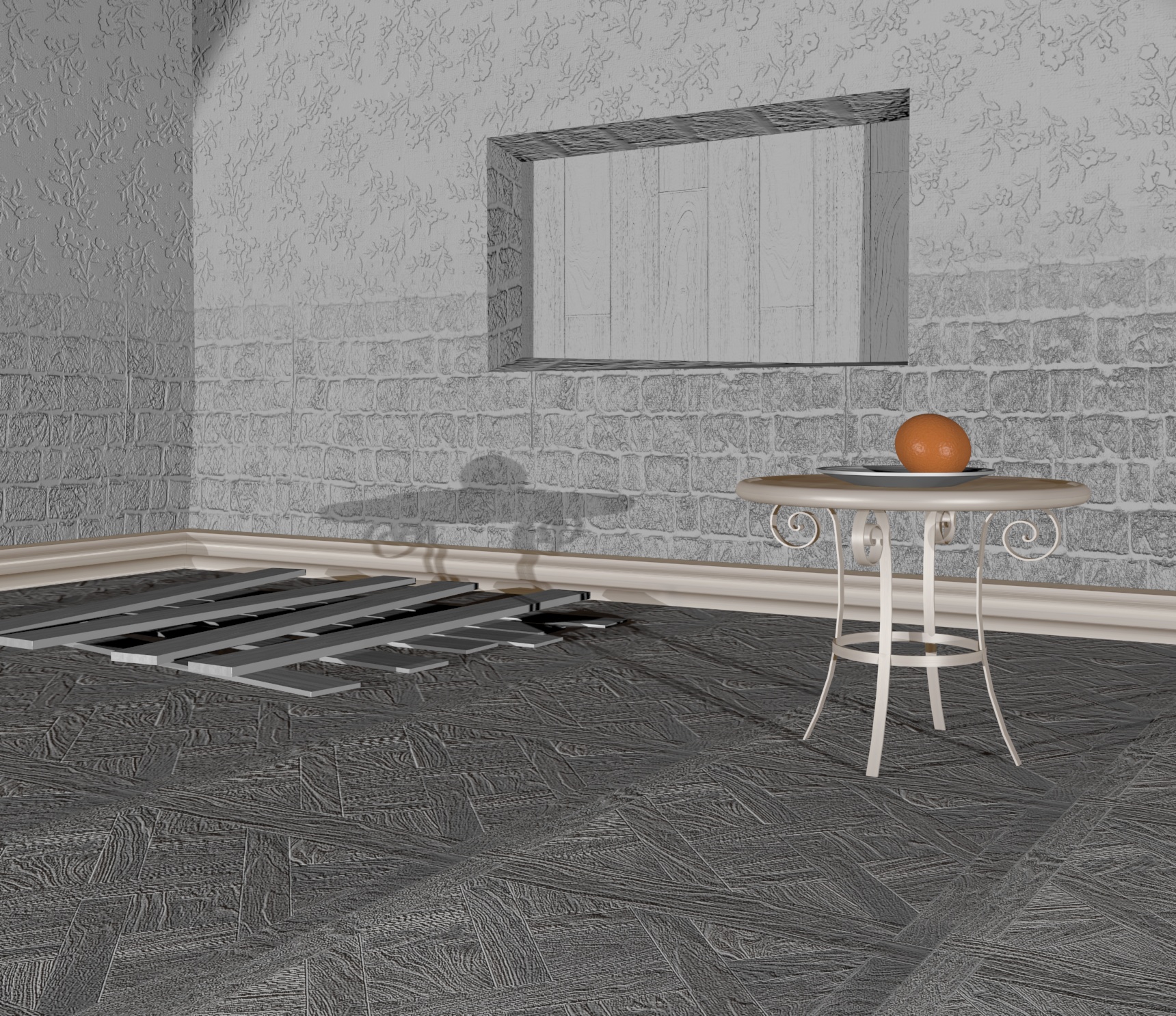 Strange interior and orange