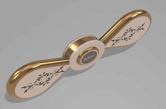 Design by Roan | Two-bladed Gold Fidget Spinner | Autodesk Fidget3d
